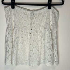 J. Valdi White Lace Drawstring Beach Skirt Size L